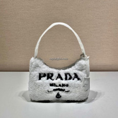 PRADA-1NE515 프라다 화이트 시어링 테리 호보백