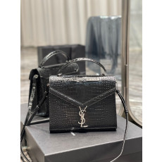 SAINT LAURENT-578000 생 로랑 블랙 크로커다일 송아지 가죽 CASSANDRA 카산드라 미디엄 탑 핸들백