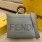 FENDI-8BH386 펜디 그레이 송아지 가죽 선샤인 미디엄 쇼퍼 백