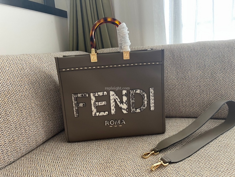 FENDI-8BH386 펜디 그레이 펜디 엘라프 선샤인 미디엄 쇼퍼 백