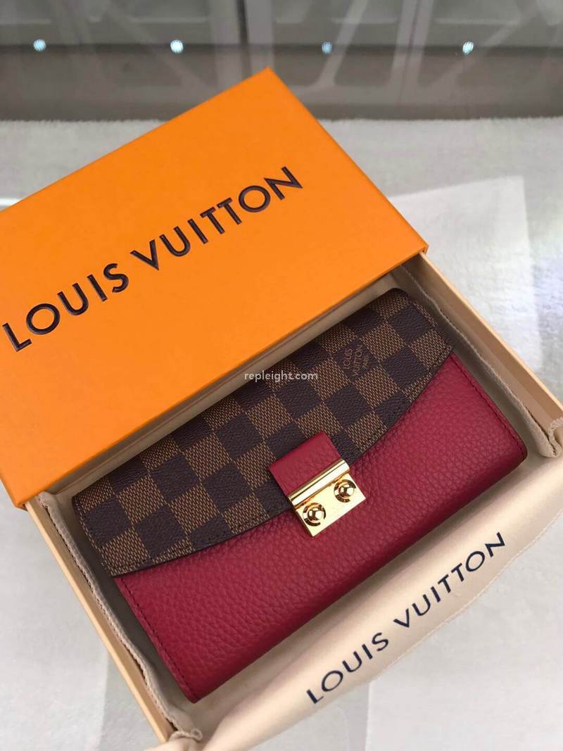 LOUIS VUITTON-N60207 루이비통 퍼플 송아지 가죽 다미에 에벤 크로셋 월릿