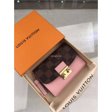 LOUIS VUITTON-N60208 루이비통 핑크 송아지 가죽 다미에 에벤 크로아제트 컴팩트 월릿