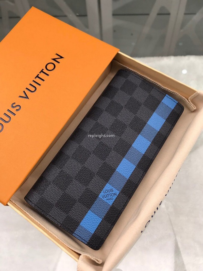 LOUIS VUITTON-N60088 루이비통 다미에 그라파이트 블루 스트라이프 브라짜 월릿