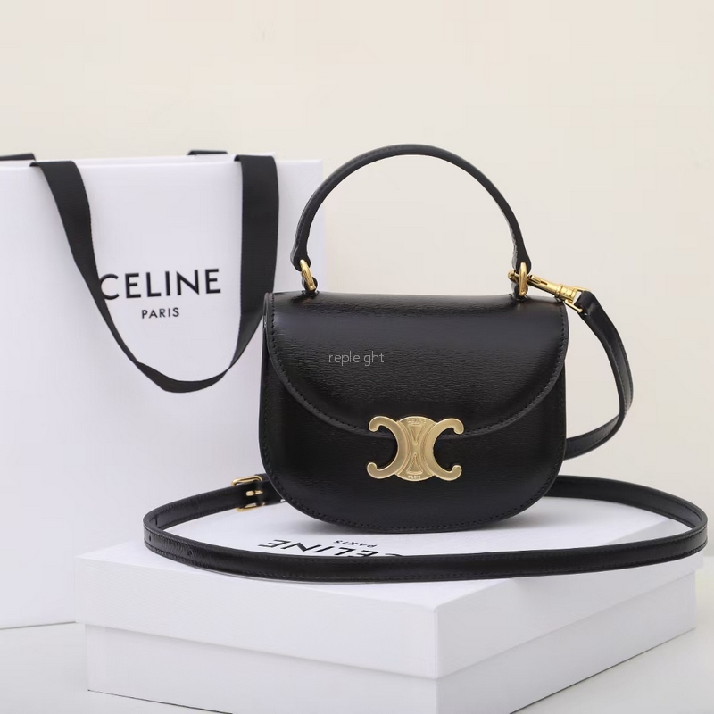 CELINE-10L063ETZ.38NO MINI BESACE TRIOMPHE IN SHINY CALFSKIN BLACK