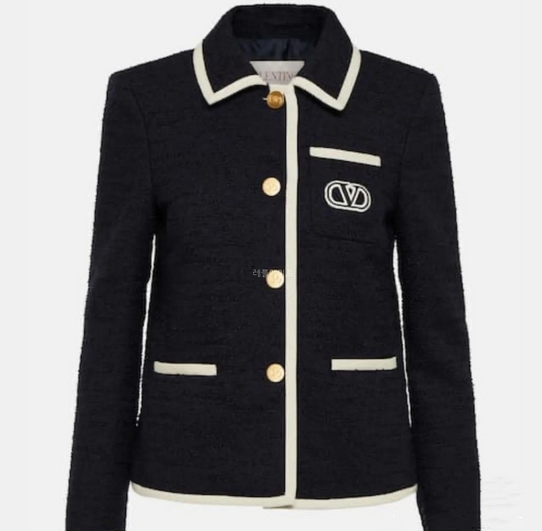 발렌티노 - VALENTINO Brand-embroidered contrast-trim regular-fit cotton-blend jacket