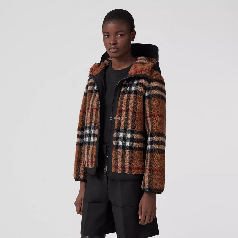 BURBERRY - 버버리 Hooded Check Fleece Jacket